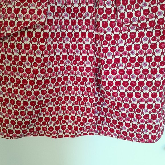 Gap Tulip Print Button Front Coat With Self Belt Red Pink Size S - Picture 8 of 16